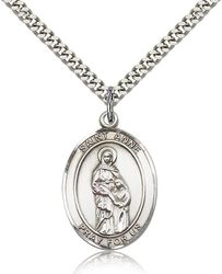 Sterling Silver St. Anne Patron Saint Medal Pendant - Large" itemprop="image