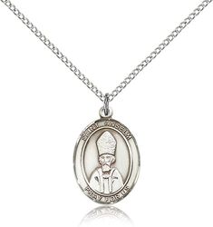 Sterling Silver St. Anselm of Canterbury Patron Saint Medal Pendant - Medium" itemprop="image