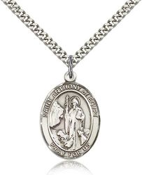 Sterling Silver St. Anthony of Egypt Patron Saint Medal Pendant - Large" itemprop="image