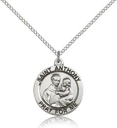 Sterling Silver St. Anthony of Padua Medal Pendant" itemprop="image