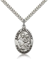 Sterling Silver St. Anthony of Padua Medal Pendant" itemprop="image