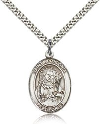 Sterling Silver St. Apollonia Patron Saint Medal Pendant - Large" itemprop="image