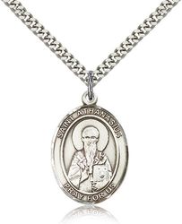 Sterling Silver St. Athanasius Patron Saint Medal Pendant - Large" itemprop="image