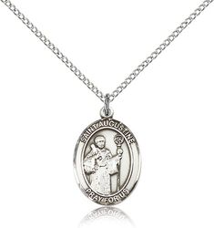 Sterling Silver St. Augustine Patron Saint Medal Pendant - Medium" itemprop="image