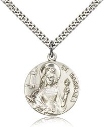 Sterling Silver St. Barbara Medal Pendant" itemprop="image