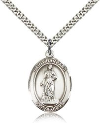 Sterling Silver St. Barbara Patron Saint Medal Pendant - Large" itemprop="image