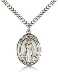 Sterling Silver St. Barnabas Patron Saint Medal Pendant - Large" itemprop="image