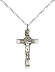 Sterling Silver St. Benedict Crucifix Medal Pendant" itemprop="image