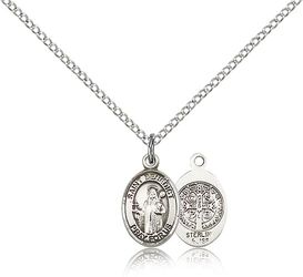 Sterling Silver St. Benedict Patron Saint Medal Pendant - Small" itemprop="image