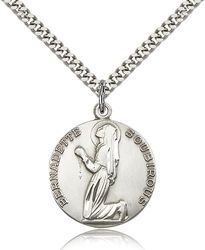 Sterling Silver St. Bernadette Medal Pendant" itemprop="image