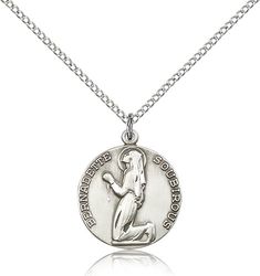 Sterling Silver St. Bernadette Medal Pendant" itemprop="image