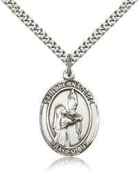 Sterling Silver St. Bernadette Patron Saint Medal Pendant - Large" itemprop="image