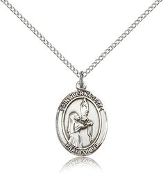 Sterling Silver St. Bernadette Patron Saint Medal Pendant - Medium" itemprop="image