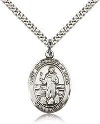 Sterling Silver St. Bernadine Of Sienna Patron Saint Medal Pendant - Large" itemprop="image