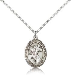 Sterling Silver St. Bernard of Clairvaux Patron Saint Medal Pendant - Medium" itemprop="image