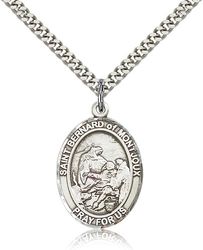 Sterling Silver St. Bernard of Montjoux Patron Saint Medal Pendant - Large" itemprop="image