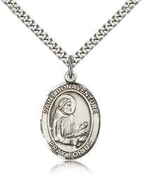 Sterling Silver St. Bonaventure Patron Saint Medal Pendant - Large" itemprop="image