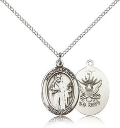 Sterling Silver St. Brendan the Navigator / Navy P - Medium" itemprop="image