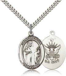 Sterling Silver St. Brendan the Navigator/ Navy Pe - Large" itemprop="image