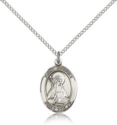 Sterling Silver St. Bridget of Sweden Patron Saint Medal Pendant - Medium" itemprop="image