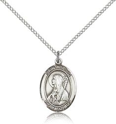 Sterling Silver St. Brigid of Ireland Patron Saint Medal Pendant - Medium" itemprop="image