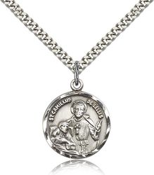 Sterling Silver St. Camillus of Lellis Medal Pendant" itemprop="image