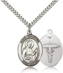 Sterling Silver St. Camillus of Lellis Patron Saint Medal Pendant - Large" itemprop="image