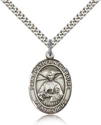 Sterling Silver St. Catherine Laboure Patron Saint Medal Pendant - Large" itemprop="image