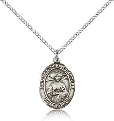 Sterling Silver St. Catherine Laboure Patron Saint Medal Pendant - Medium" itemprop="image