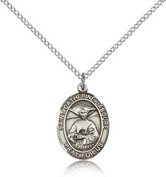 Sterling Silver St. Catherine Laboure Patron Saint Medal Pendant - Medium" itemprop="image