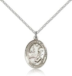 Sterling Silver St. Catherine of Bologna Patron Saint Medal Pendant - Medium" itemprop="image