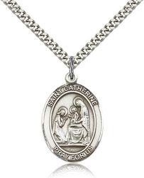 Sterling Silver St. Catherine of Siena Patron Saint Medal Pendant - Large" itemprop="image