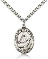 Sterling Silver St. Catherine of Sweden Patron Saint Medal Pendant - Large" itemprop="image