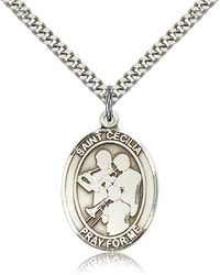 Sterling Silver St. Cecilia / Marching Band Pendan - Large" itemprop="image