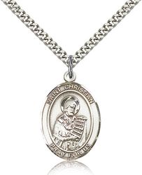 Sterling Silver St. Christian Demosthenes Patron Saint Medal Pendant - Large" itemprop="image