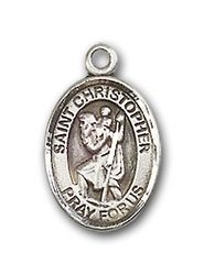 Sterling Silver St. Christopher / Army Patron Saint Medal Pendant - Small" itemprop="image