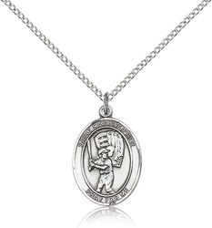 Sterling Silver St. Christopher/Baseball Patron Saint Medal Pendant - Medium" itemprop="image