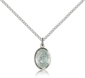 Sterling Silver St. Christopher Blue Epoxy Patron Saint Medal Pendant - Small" itemprop="image