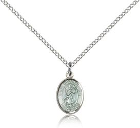 Sterling Silver St. Christopher Blue Epoxy Patron Saint Medal Pendant - Small" itemprop="image