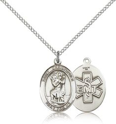 Sterling Silver St. Christopher / Emt Patron Saint Medal Pendant - Medium" itemprop="image