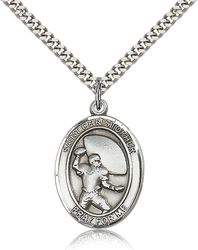 Sterling Silver St. Christopher/Football Patron Saint Medal Pendant - Large" itemprop="image