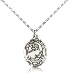 Sterling Silver St Christopher / Gymnastics Pendan - Medium" itemprop="image