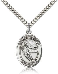 Sterling Silver St. Christopher/Hockey Patron Saint Medal Pendant - Large" itemprop="image