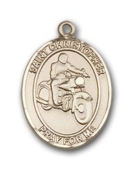 Sterling Silver St. Christopher/Motorcycle Patron Saint Medal Pendant - Small" itemprop="image