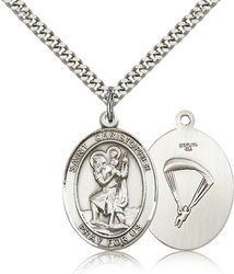 Sterling Silver St. Christopher/Paratrooper Pendan - Large" itemprop="image