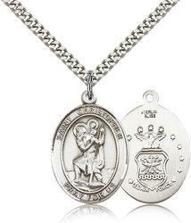 Sterling Silver St. Christopher Patron Saint Medal Pendant - Large" itemprop="image