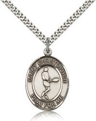 Sterling Silver St. Christopher Patron Saint Medal Pendant - Large" itemprop="image