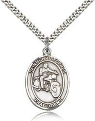 Sterling Silver St. Christopher Patron Saint Medal Pendant - Large" itemprop="image