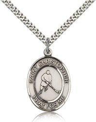 Sterling Silver St. Christopher Patron Saint Medal Pendant - Large" itemprop="image