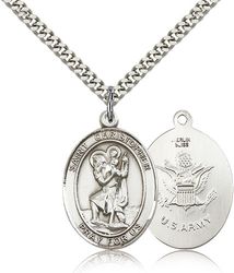 Sterling Silver St. Christopher Patron Saint Medal Pendant - Large" itemprop="image